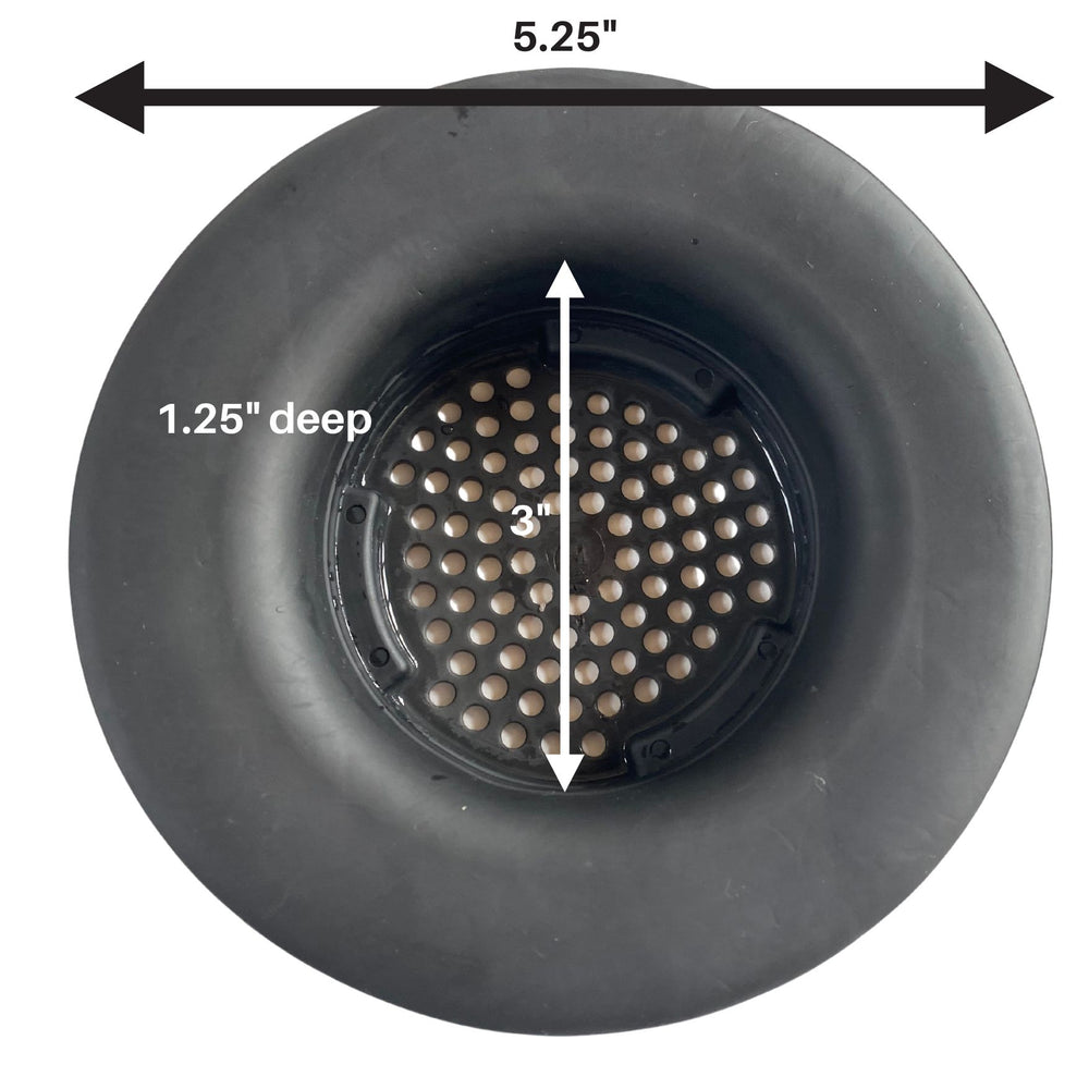 Flex Strainer Kitchen Sink Drain Strainer Basket Replacement, fits 3-1/2” drains, 5-1/4” Diameter, USA Made Black Single