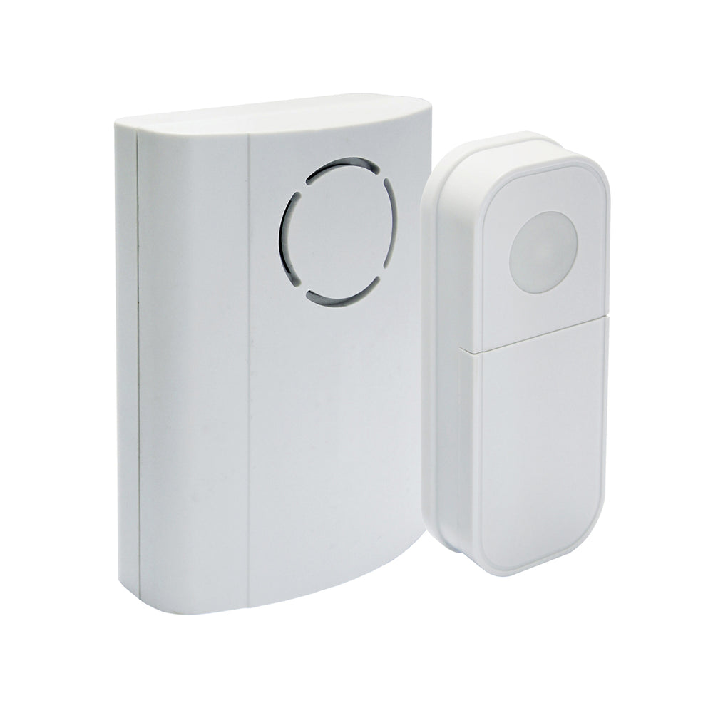 IQ America WD1020-2 Portable Wireless Battery Operated Contemporary Door Bell Chime with Pushbutton 2 Melody Notes 100 foot Range Bring It Anywhere RV Cabin Office! White 2pk