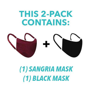0X Mask, Sangria ear loop mask, and Black ear loop mask, split pack