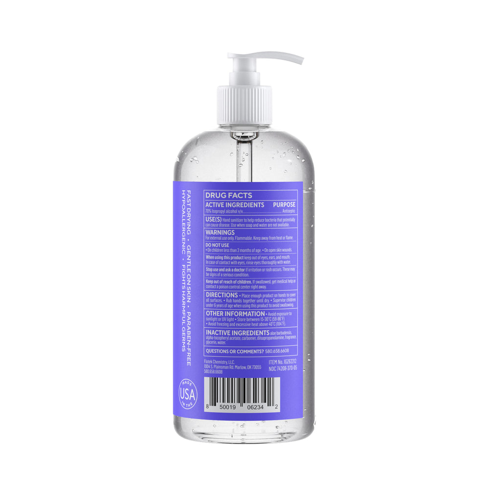 Flotek Protekol Hand Sanitizer FHS62342 70% Isopropyl Alcohol Gel with Lavender Scent 16 oz bottle w/pump top 24 count case