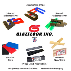 Glazelock Snap-off Shim, Stackable Horseshoe Plastic Flat Shims 1 7/8"W with 5/8" Slot