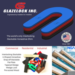 Glazelock Snap-off Shim, Stackable Horseshoe Plastic Flat Shims 1 7/8"W with 5/8" Slot