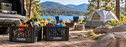 Organized travel gear modules for road trips, camping, and RV storage