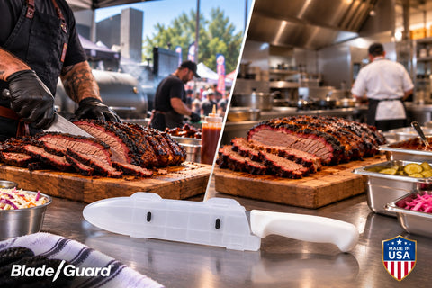 Professional BBQ knife storage with Blade Guard for compatible slicing and carving knives
