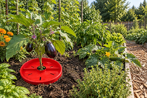 Tomato Crater root-zone watering systems used with different garden vegetables