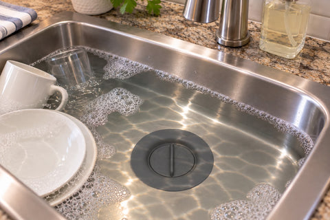 Flex Strainer® 2-in-1 Sink Strainer and Stopper in a kitchen sink drain