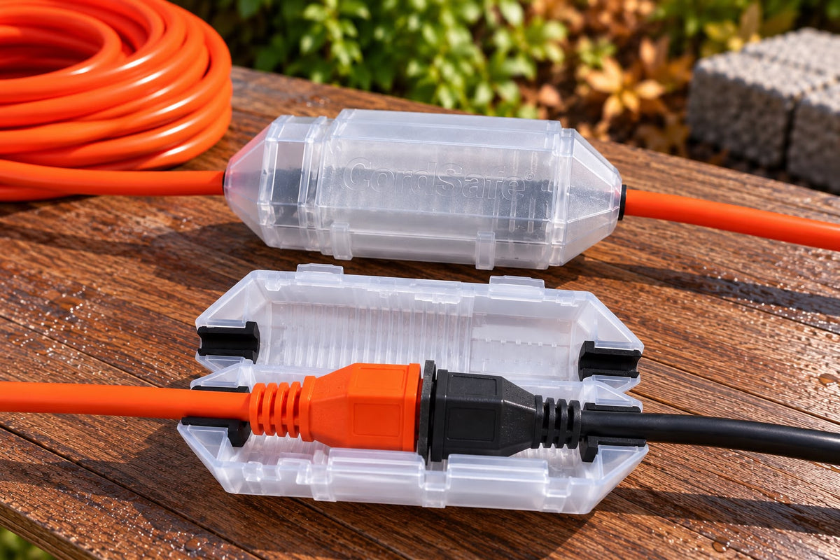 CordSafe extension cord connection protector open