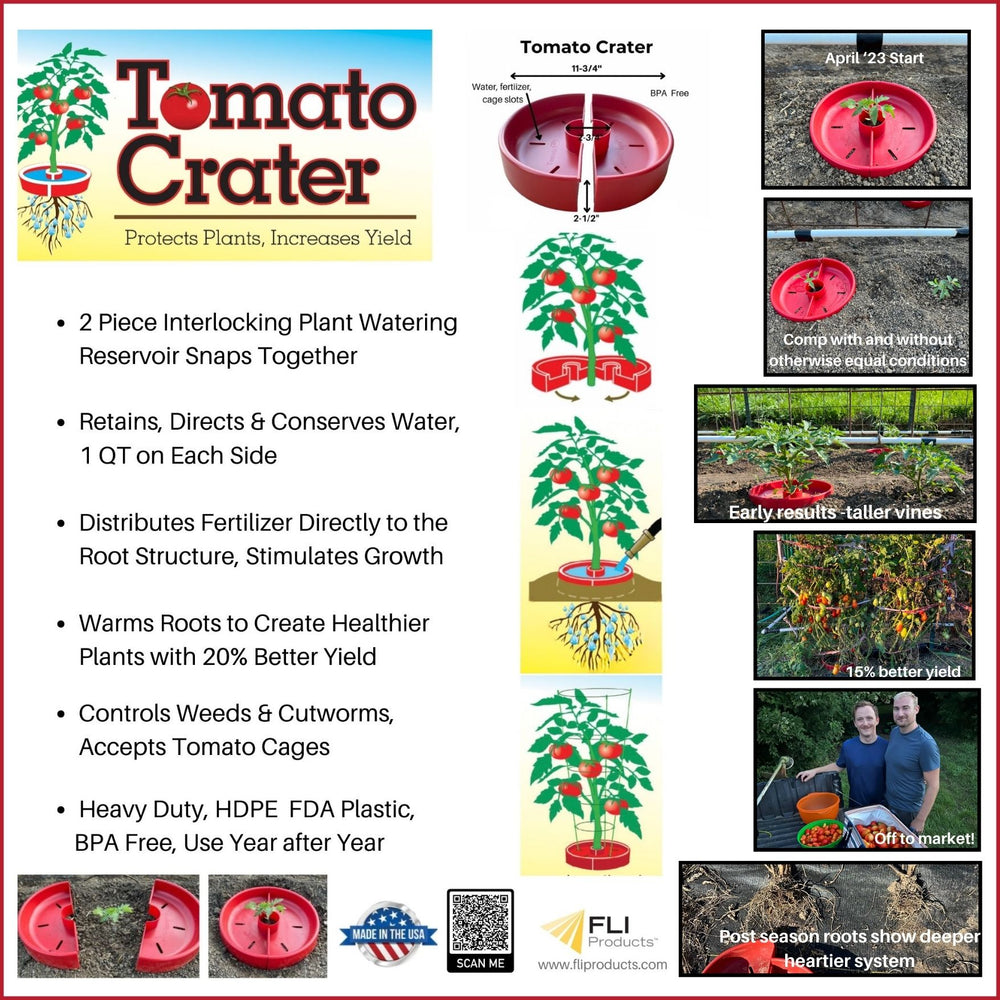 Tomato Crater Garden Vegetable Watering Reservoir for Nutrient Delivery and Insect Control Improves Plant Health and Yield, Eco-Friendly Preserves Water ReUsable