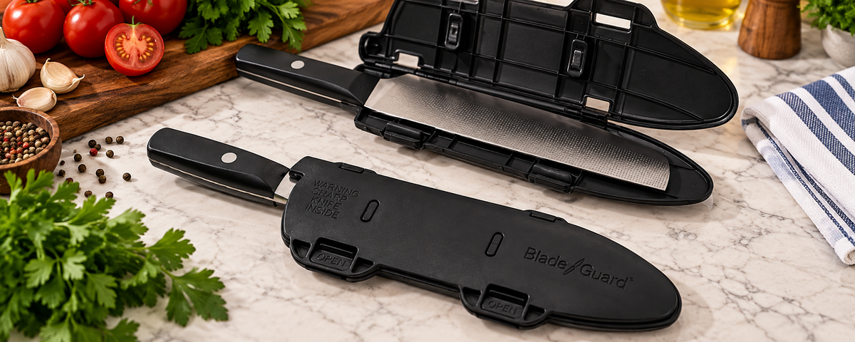 Black Blade Guard knife protector with 3-Way Blade Protection features