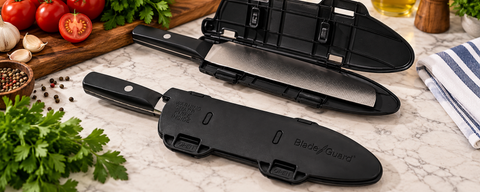 Black Blade Guard knife protector with 3-Way Blade Protection features