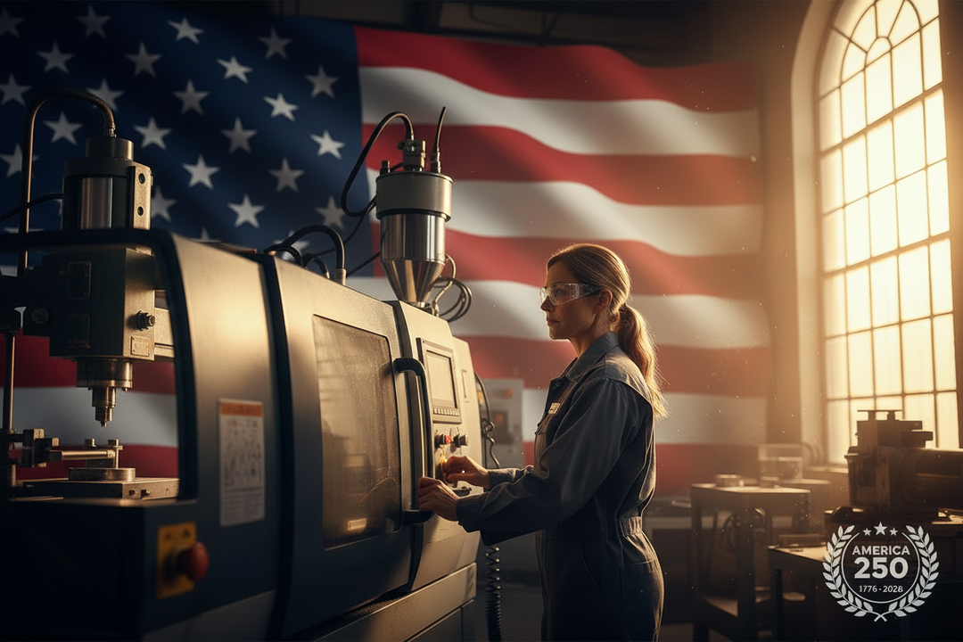 picture of a US worker making the Flex Strainer in a US injection mold facility