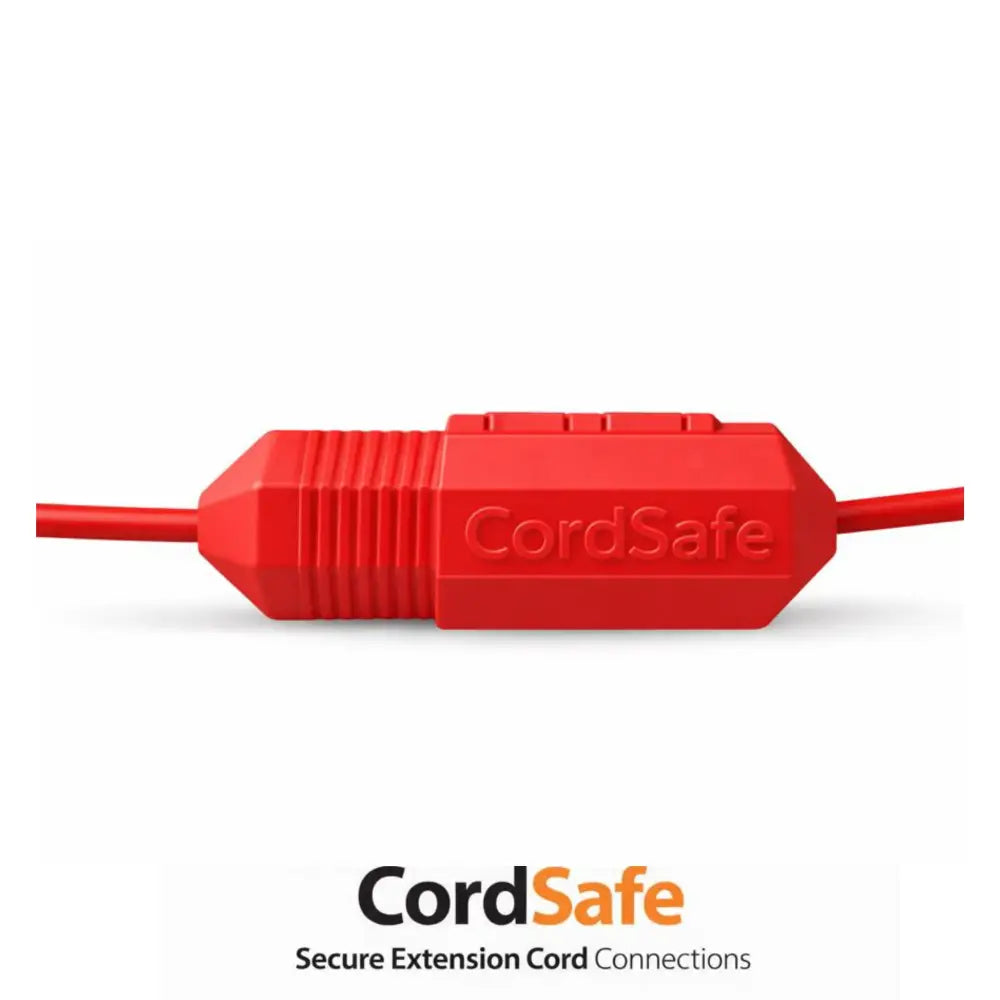 CordSafe weather-resistant extension cord plug cover protecting an outdoor electrical connection from rain and moisture