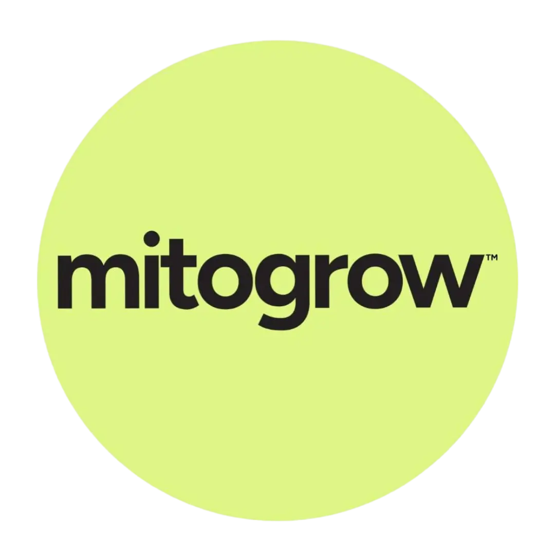 Mitogrow plant biostimulant complex logo and product branding for garden and outdoor use