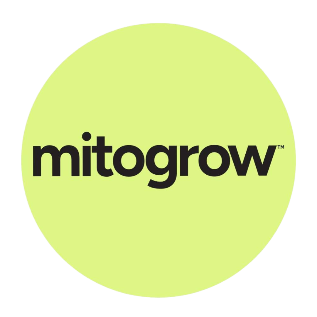 Mitogrow plant biostimulant complex logo and product branding for garden and outdoor use