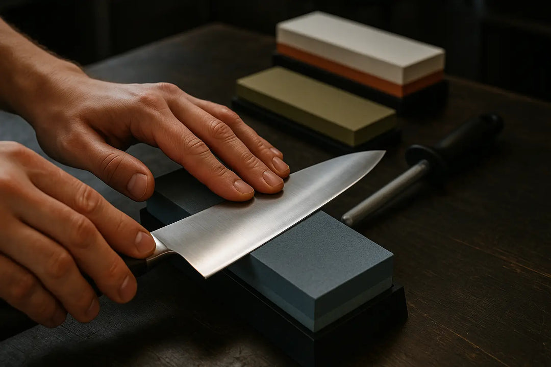 Professional knife sharpening technique demonstration