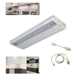 LED Under Cabinet Task Light, Direct Wire or Plug-in + connector, Switch ,Dimmable, Linkable, 400 Lumens, 3000K Warm White, 6.2 Watts, CUL and E-Star listed