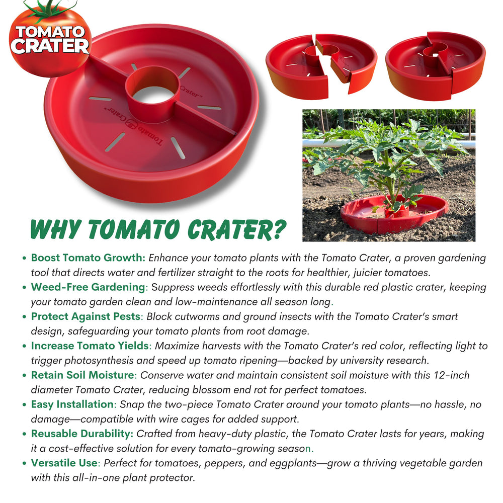 Tomato Crater Gardening Tool, 12” Red Plastic for Healthier Tomatoes 1pk