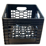 Image of CrateMate Heavy-Duty 24QT 18.75" x 13" x 11" Black Milk Crate for Storage, Organization & DIY | Perfect for Home, Camping, Worksite, & More - USA Made, Stackable, Durable, highlighting its features and quality.