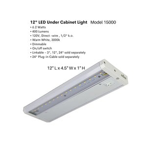 Image of Premium Product: Copy Of 12 Led Under Cabinet Task Work Light Under Counter Kitchen Flush Mount Light Bar Fixture Hardwired Or Plug In Dimmable Switched Linkable 400 Lumens Warm White Cul Energy Star Approved, highlighting its features and quality.