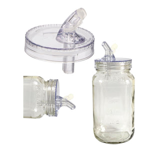 Mason Jar Pour Spout and Lid  - Smooth Flow Pouring Dispenser for Moonshine Whiskey Spirits Cocktails, Salad Dressing & more with Cap, No Leaks or Cracks, Reusable, Regular Mouth (jar not incl), Retail Hang Card included