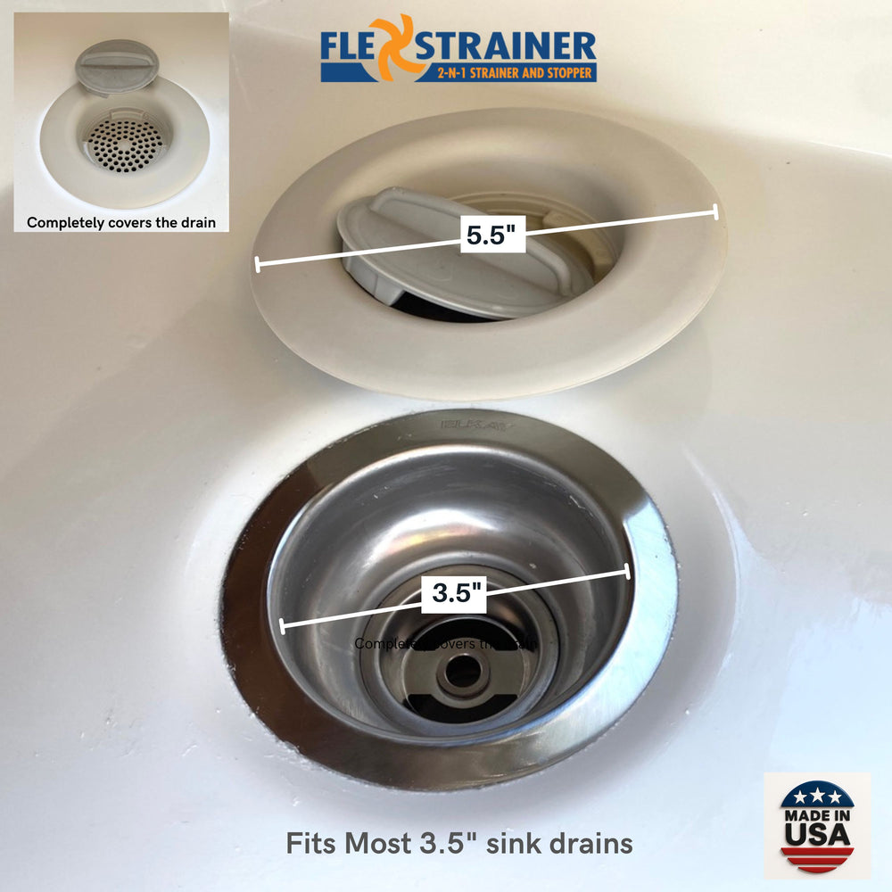 Flex Strainer Sink Strainer & Stopper 2N1 Fits Most 3.5” Drains & Disposals