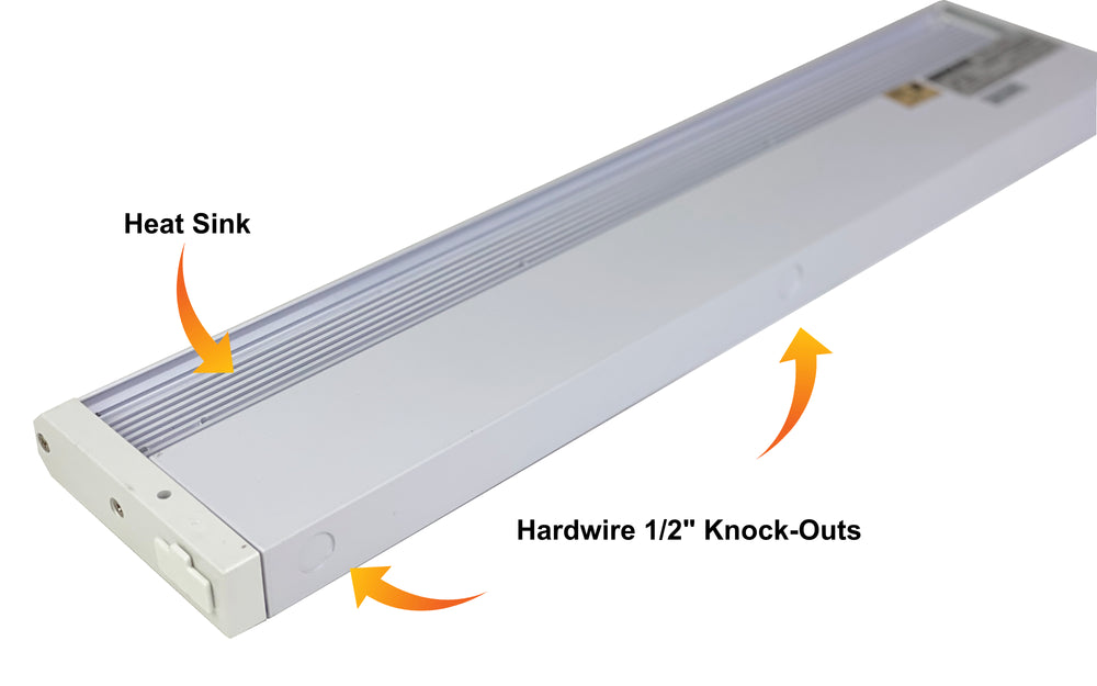 FLI Products 15000 12in LED Under Cabinet Task Light, Direct Wire Switch Dimmable, Linkable, 400 Lumens, Warm White