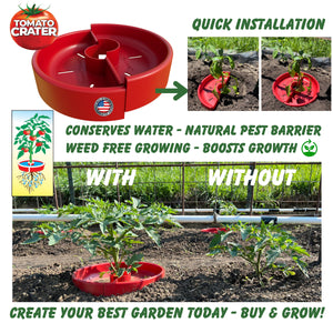 Tomato Crater Gardening Tool, 12” Red Plastic for Healthier Tomatoes 3pk