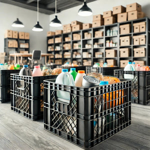 Image of Premium Product: Cratemate Heavy Duty Black Milk Crates For Storage Organization More Versatile Durable Stackable 24Qt 18 75 X 13 X 11, highlighting its features and quality.