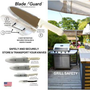Blade Guard Secure Knife Blade Protection - BPA-Free . . . 4Pk set (4in, 6in, 8in, 10in)