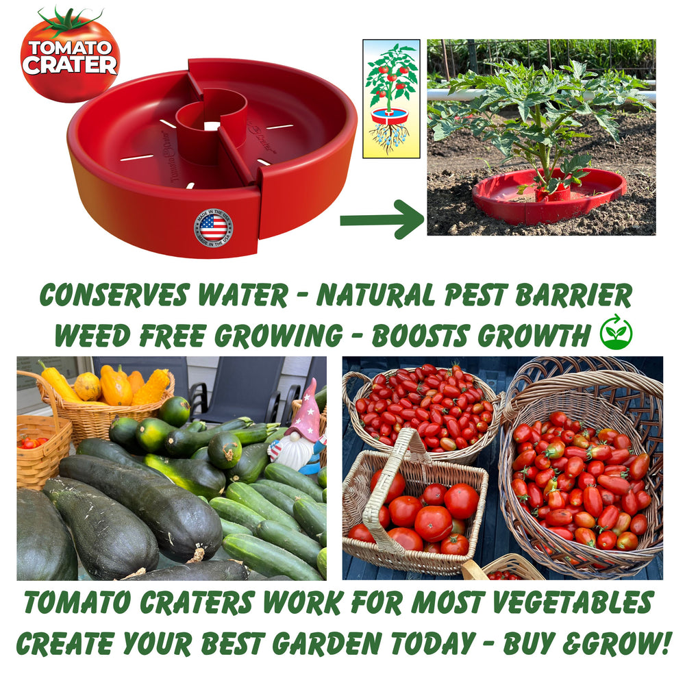 Tomato Crater Gardening Tool, 12” Red Plastic for Healthier Tomatoes 3pk