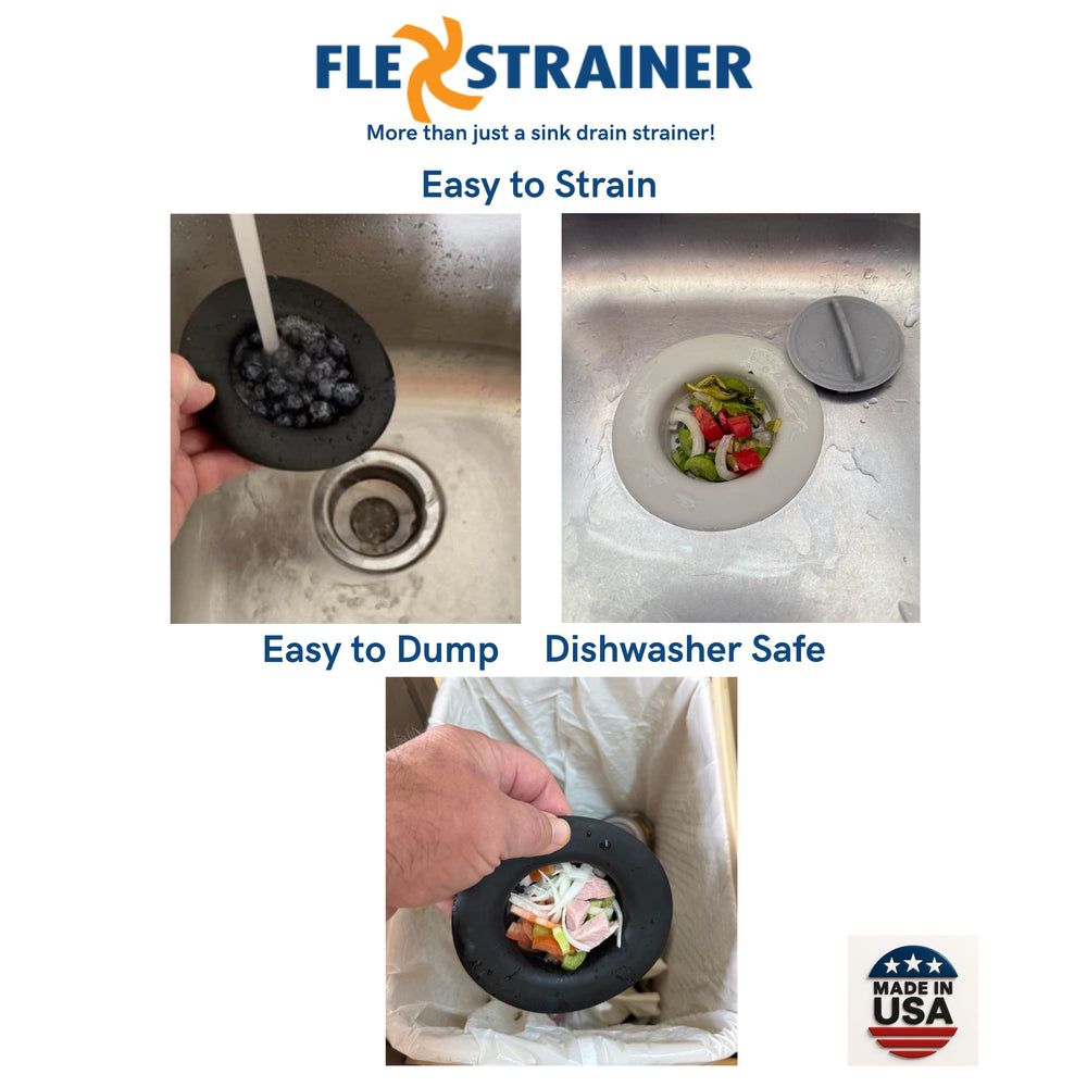 Flex Strainer Sink Strainer & Stopper 2N1 Fits Most 3.5” Drains & Disposals