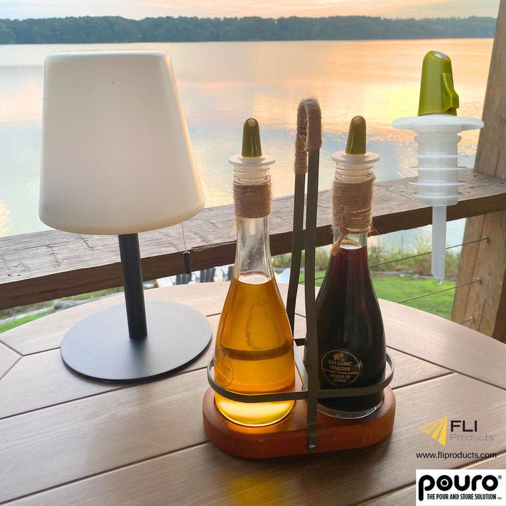 Image of Premium Product: Pouro Oil Vinegar Bottle Pourer Twist To Open And Pour Twist To Close And Store 2Pk Green, highlighting its features and quality.