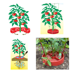 Tomato Crater Gardening Tool, 12” Red Plastic for Healthier Tomatoes 3pk