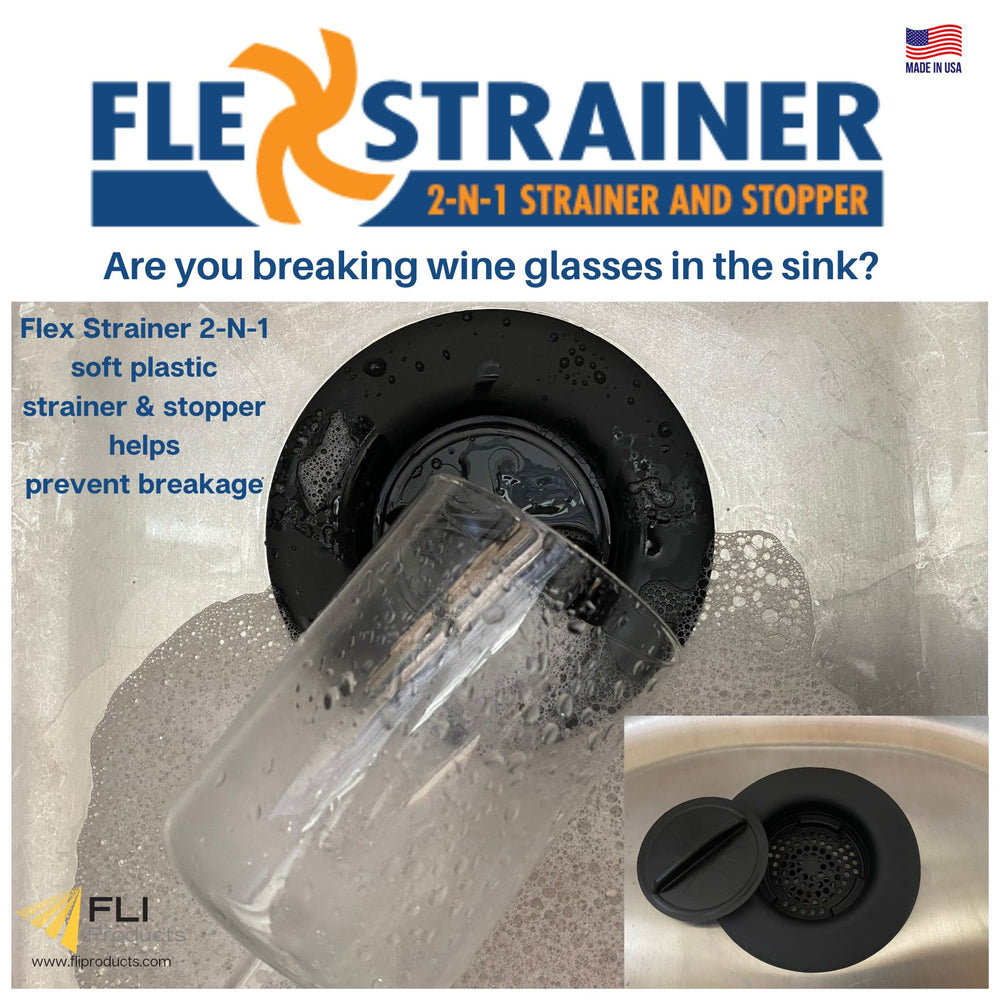 Image of Premium Product: Fli Products Flex Strainer Only Dpfs1111 1 Kitchen Sink Strainer Fits All 3 1 2 Drains And Disposals 5 1 4 Diameter Usa Made Thermoplastic Material Black 1Pk, highlighting its features and quality.