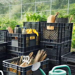 Image of Premium Product: Heavy Duty 11X11X13 16Qt Black Milk Crates For Storage Organization Diy Perfect For Home Camping Worksite More Usa Made Stackable Durable, highlighting its features and quality.