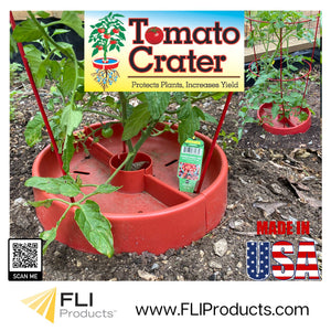 Tomato Crater DP3031-3 Vegetable Garden Watering Trough Tray, All Purpose Tool Enhances Crop Growth, Directs Fertilizer and Water to the Roots, Warms Soil, Prevents Cutworms, Weed Control, Accepts Tomato Cages 12” 3pk Red