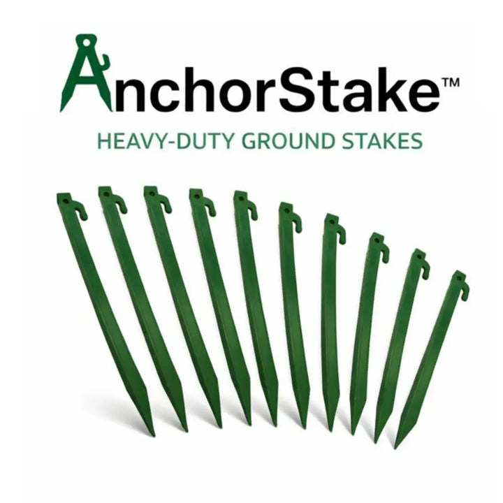 Green abs plastic heavy duty ground stakes with hooks rust-free landscape anchors for secure outdoor use