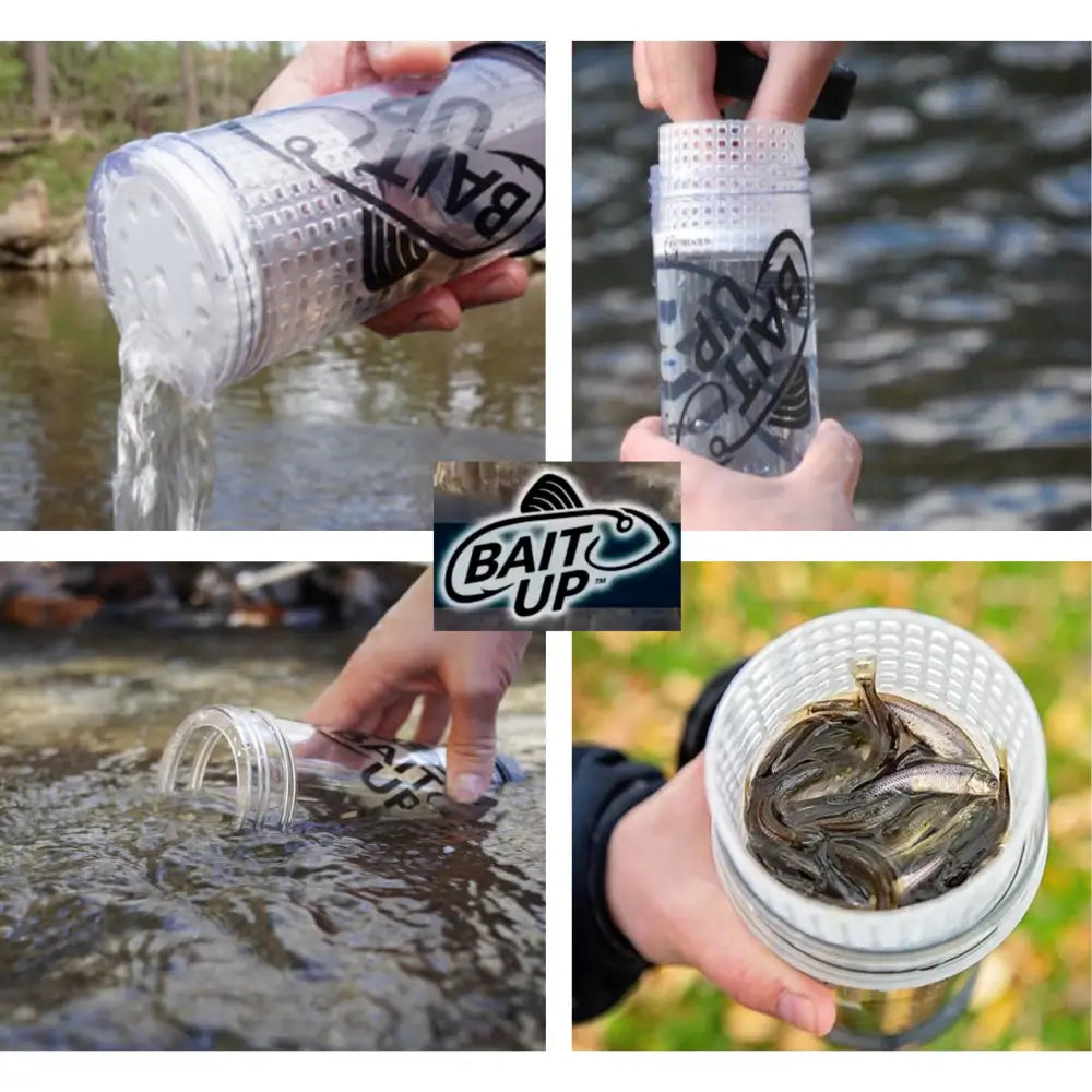 White plastic bait up premium live bait container with grid lid floating basket and dual-lid quick access holding eels