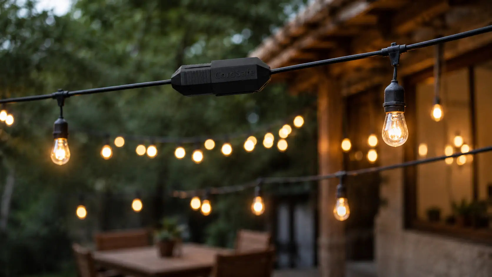 CordSafe used for Patio String Light Cord Connection