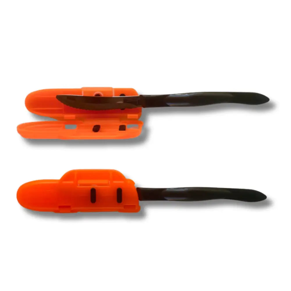 Blade guard 4 inch knife edge protector with orange plastic sheath and black handle for secure edge storage