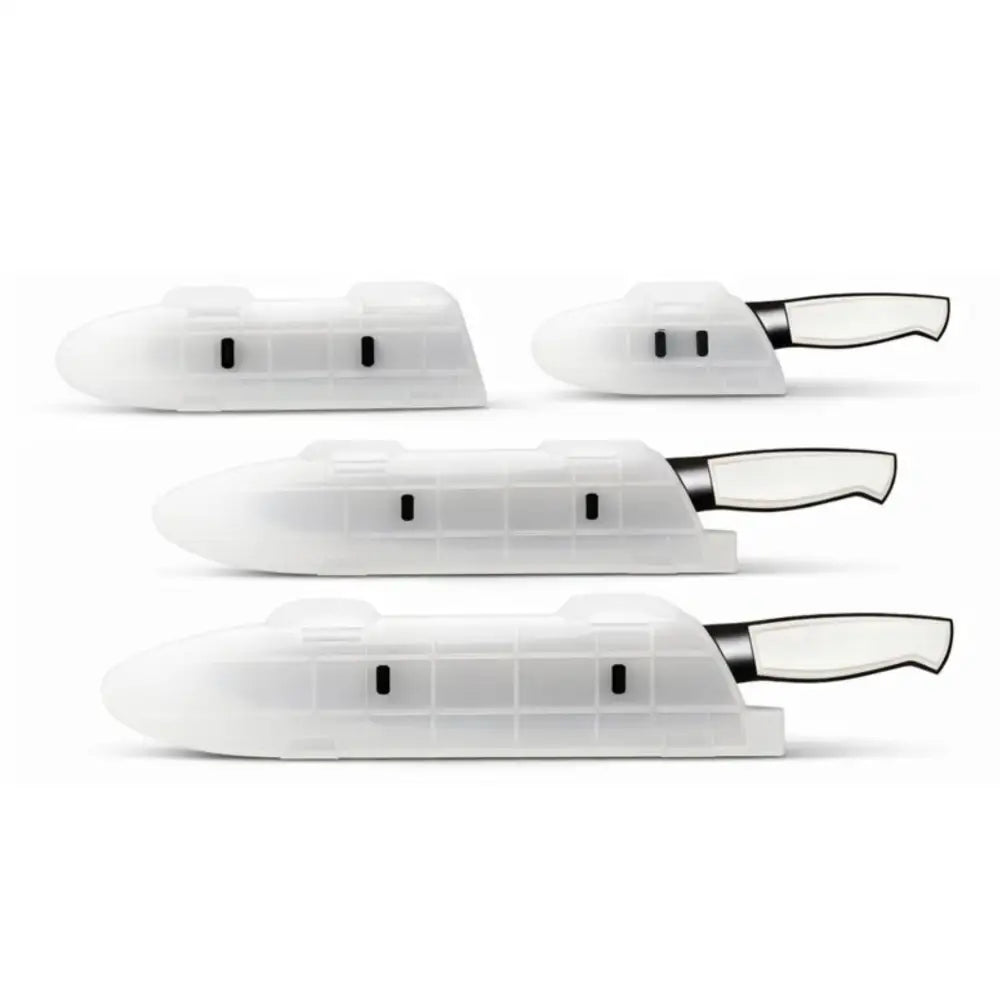 Blade Guard 4 Piece Chef’s Set with knife edge guards protecting white ceramic blades