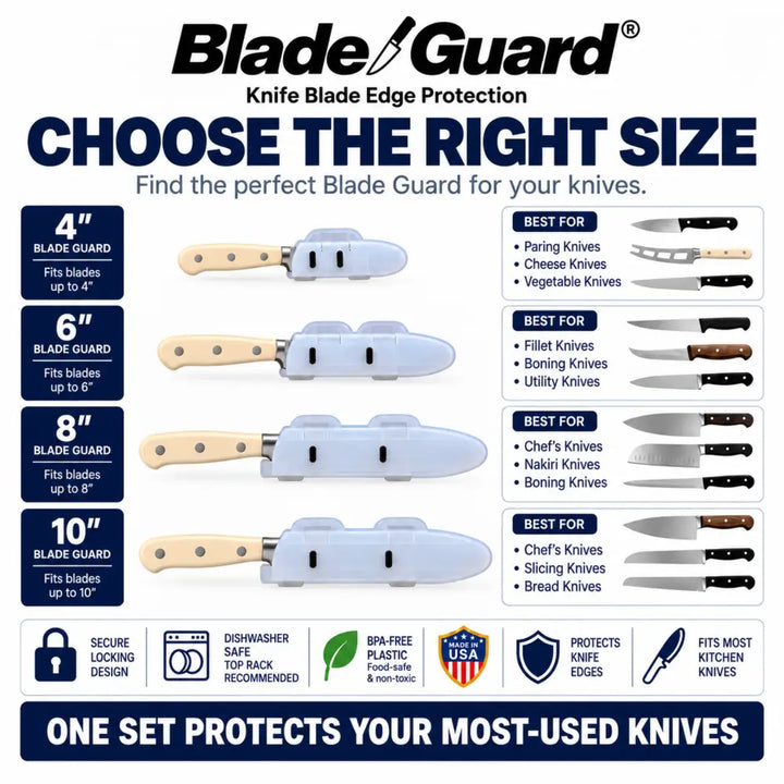 Blade Guard® Locking Knife Blade Protector 4-Piece Set - Made in USA