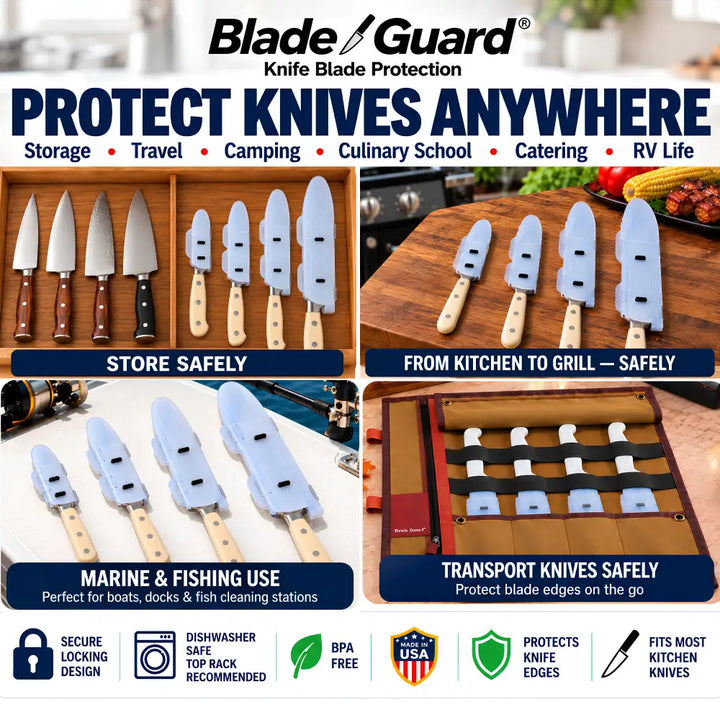 Blade Guard® Locking Knife Blade Protector 4-Piece Set - Made in USA