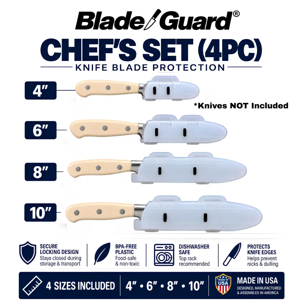 Blade Guard® Locking Knife Blade Protector 4-Piece Set - Made in USA