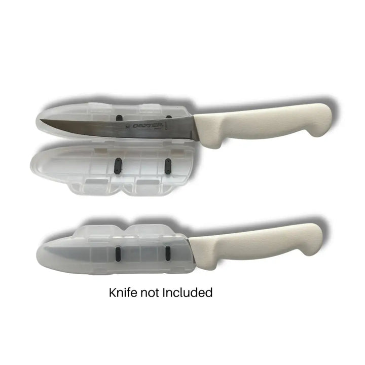 Blade Guard 6-inch white-handled knife edge protector with clear cover