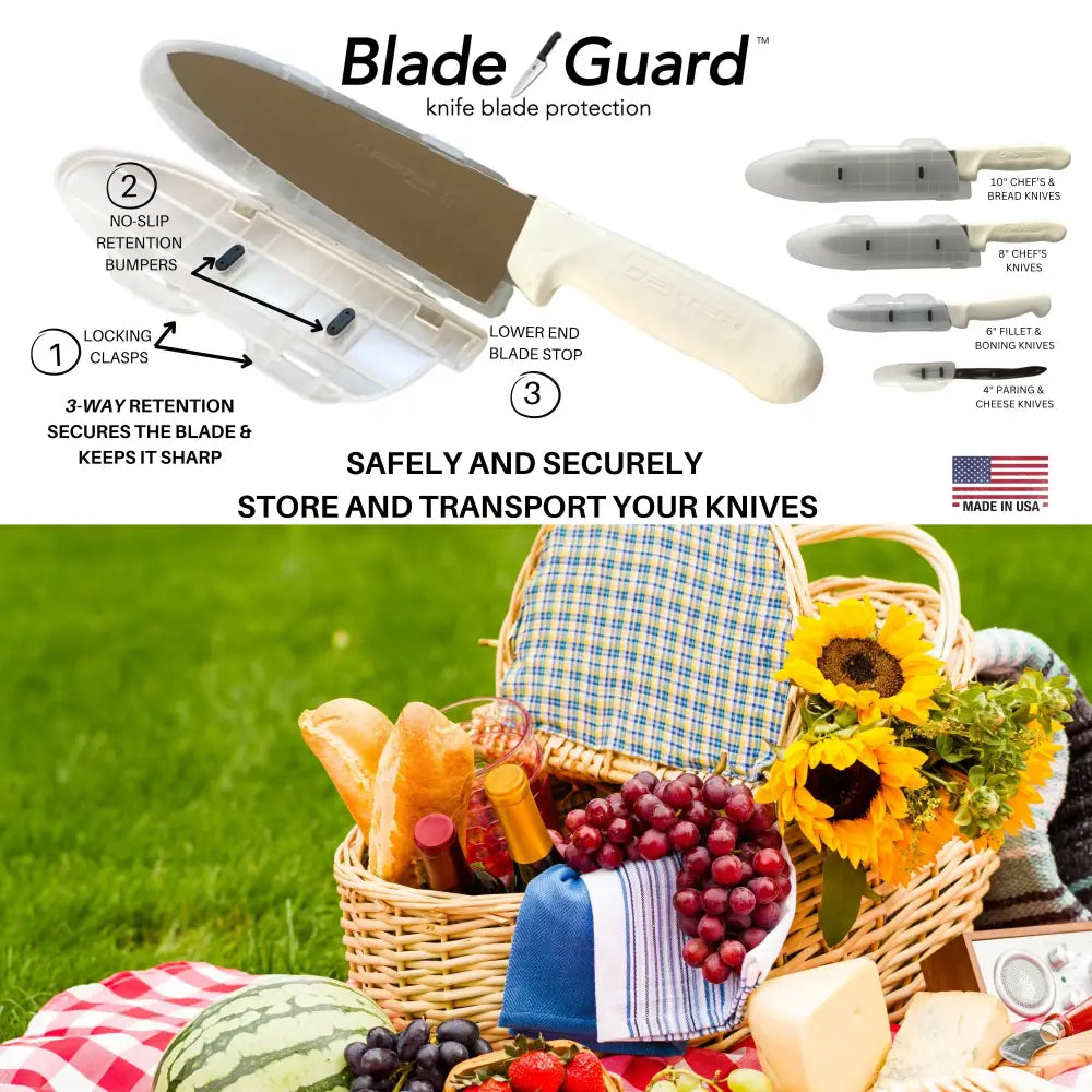 Blade Guard Clear Knife Blade Edge Guard Protector Made in USA 4Pk set (4in 6in 8in 10in)