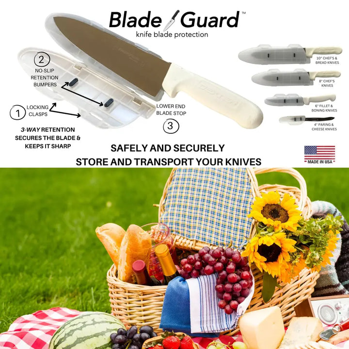 Blade Guard Clear Knife Blade Edge Guard Protector Made in USA 4Pk set (4in 6in 8in 10in)