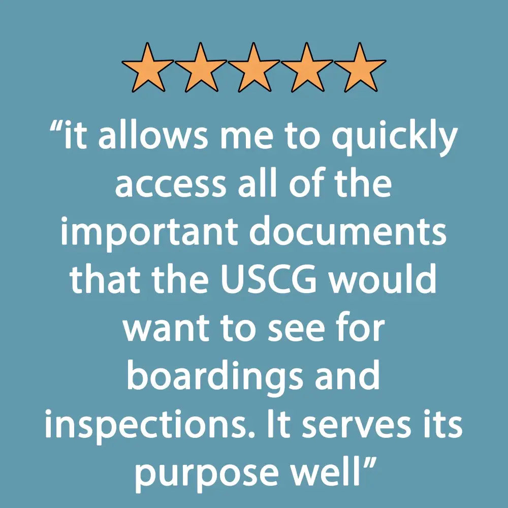 Five orange stars highlighting the quality of the boat documents organizer for secure boat documents storage
