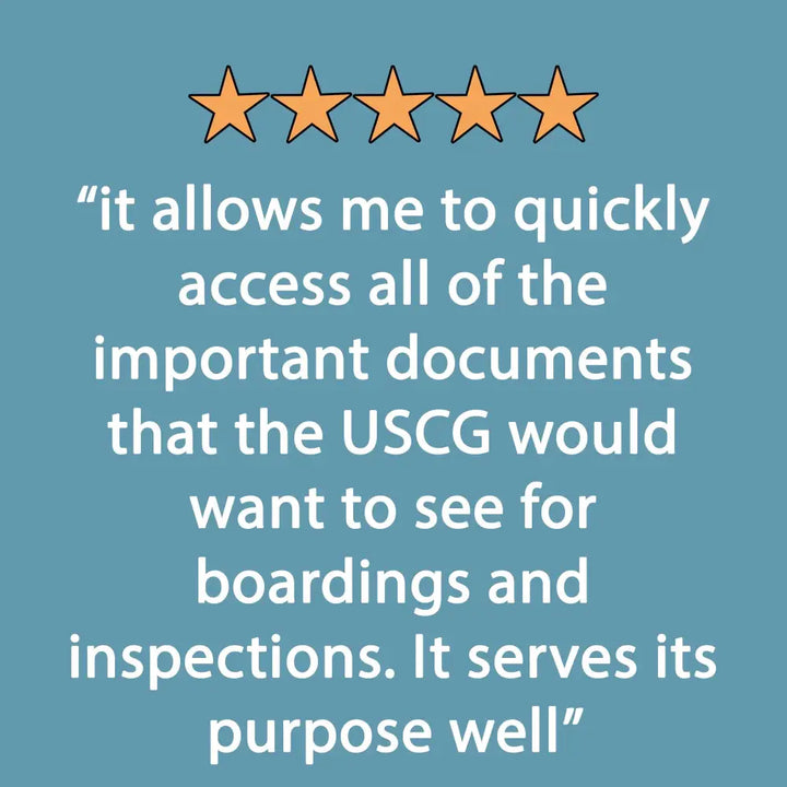 Five orange stars highlighting the quality of the boat documents organizer for secure boat documents storage