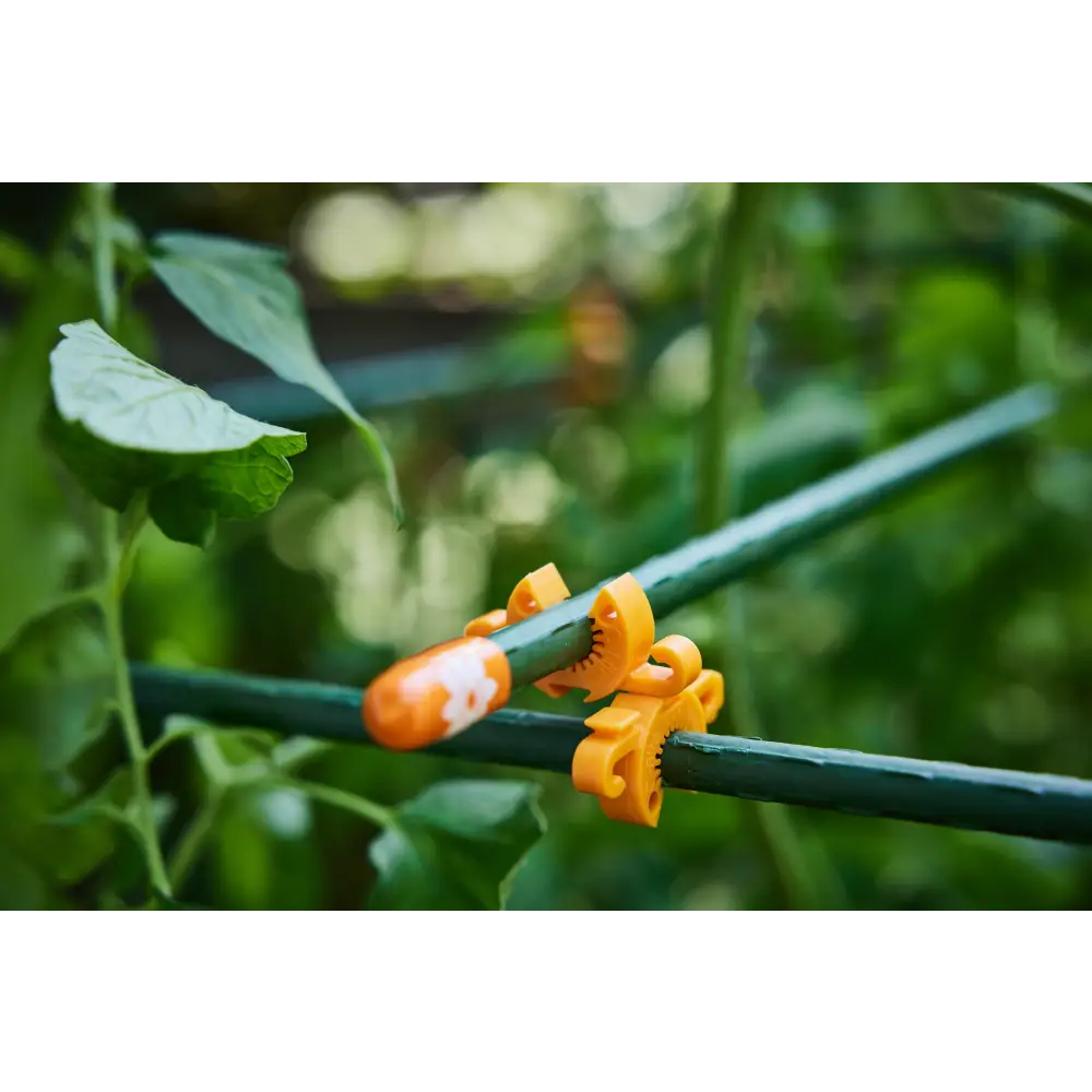 C-BITE Garden Plant Stake Clips - 50/50 Assortment for 7/16 and 5/16 garden stakes (Tangerine and Lime) 100pcs